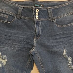 High Rise Distressed Blue Jeans